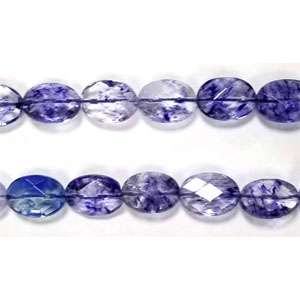 BLUE CLOUDY QUARTZ FACETED OVAL 10X14MM